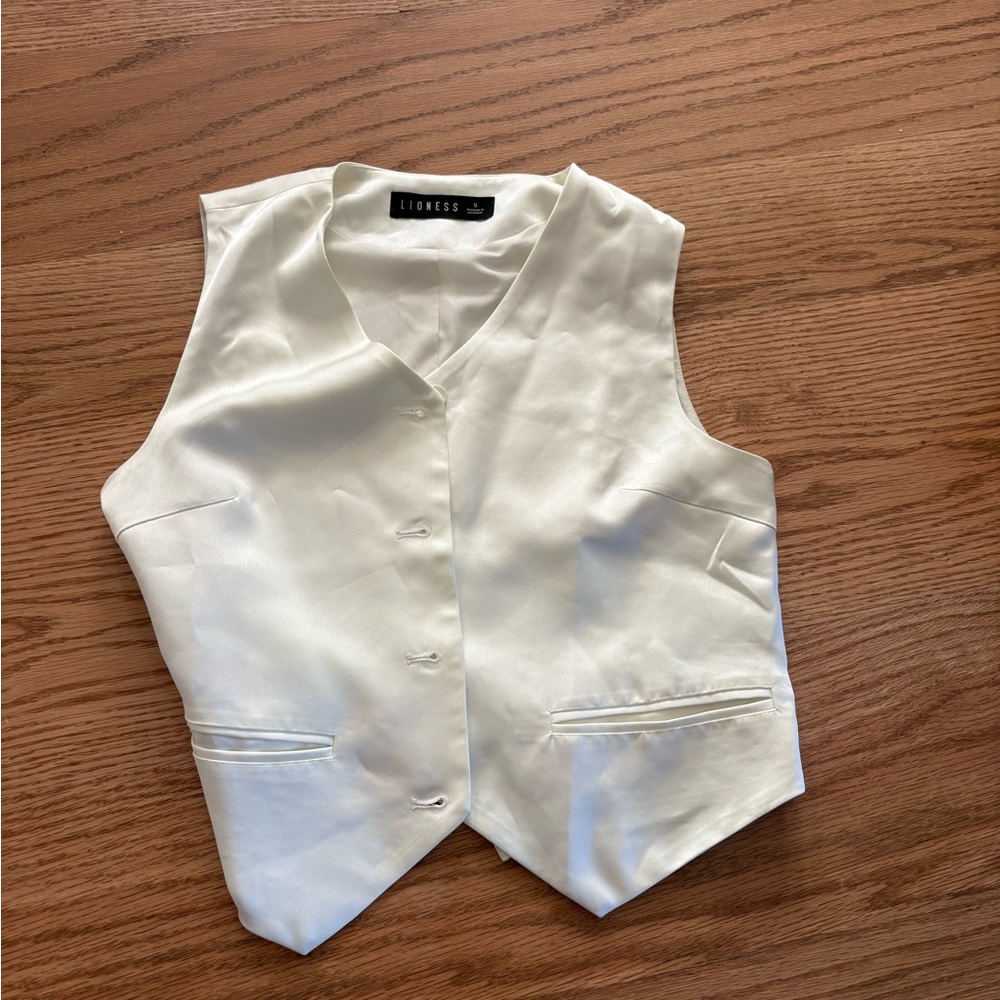 Lioness white satin vest top